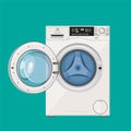 Washing machine with open door