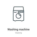 Washing machine outline vector icon. Thin line black washing machine icon, flat vector simple element illustration from editable Royalty Free Stock Photo