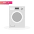 Washing machine in a realistic gray design with a display and easy operation. Household appliances for the home. On a