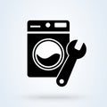 Washing machine repair service vector illustration in flat style. Plumbing services, household appliances repair icon Royalty Free Stock Photo