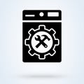 Washing machine repair service vector illustration in flat style. Plumbing services, household appliances repair icon Royalty Free Stock Photo