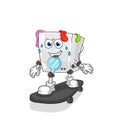 Washing machine riding skateboard cartoon character vector