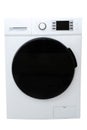 Washing machine with screen on panel isolated on white Royalty Free Stock Photo