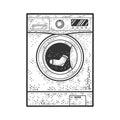 Washing machine with sock sketch vector