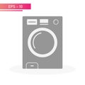 Washing machine in a solid design with a display and easy operation. Household appliances for the home. On a white