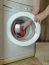 Loading the washing machine Royalty Free Stock Photo