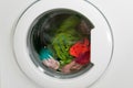 Washing machine is washing clothes Royalty Free Stock Photo