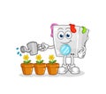 Washing machine watering the flowers mascot. cartoon vector Royalty Free Stock Photo