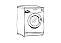 Washing machine icon vector with doodle style Royalty Free Stock Photo