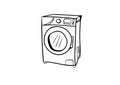 Washing machine icon vector with doodle style Royalty Free Stock Photo