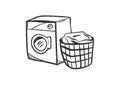 Washing machine icon vector with doodle style Royalty Free Stock Photo