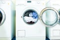 Washing machines in a laundry Royalty Free Stock Photo