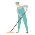 Washing man clean floor icon cartoon vector. Work house Royalty Free Stock Photo