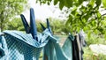 washing, outdoors, under the trees Royalty Free Stock Photo