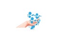 Washing pair of hand with soap and bubbles vector illustration