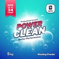 Washing powder. Detergent packaging vector design template