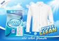 Washing powder pack vector ads realistic design