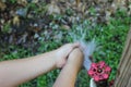 Washing Small Hands Outdoors