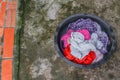 Washing soak dirty clothes in the basin black for cleanse Royalty Free Stock Photo