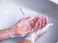 Washing soapy hands Royalty Free Stock Photo