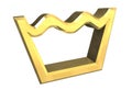 Washing symbol in gold isolated - 3D Royalty Free Stock Photo