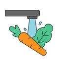 Washing vegetable icon. Clean food