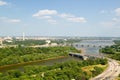 Washington D.C. aerial view with US Capitol, Washington Monument, Lincoln Memorial and Jefferson Monument and Potomac River Royalty Free Stock Photo