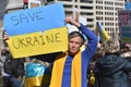 WASHINGTON D.C., USA - 27 FEBRUARY 2022: Ukrainian citizens protests in Washington D.C. near white house against the war after Rus