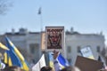 WASHINGTON D.C., USA - 27 FEBRUARY 2022: Ukrainian citizens protests in Washington D.C. near white house against the war after Rus
