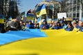 WASHINGTON D.C., USA - 27 FEBRUARY 2022: Ukrainian citizens protests in Washington D.C. near white house against the war after Rus