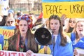 WASHINGTON D.C., USA - 27 FEBRUARY 2022: Ukrainian citizens protests in Washington D.C. near white house against the war after Rus
