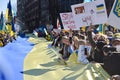 WASHINGTON D.C., USA - 27 FEBRUARY 2022: Ukrainian citizens protests in Washington D.C. near white house against the war after Rus