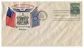 Washington D.C., The USA  - 11 July 1938: US historical envelope: cover with cachet Presidential series, White house, postage stam Royalty Free Stock Photo
