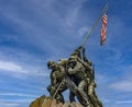 Washington D.C., USA June 2, 2023: The Marine Corps Battle of Iwo Jima war memorial with the American flag. Royalty Free Stock Photo