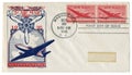 Washington D.C., The USA  - 25 September 1946: US historical envelope: cover with cachet Air mail, cargo and passenger aircraft, p Royalty Free Stock Photo