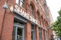 Washington, DC - August 5, 2019: Exterior sign and entrance to the Shake Shack, a fast casual restaurant selling burgers and fries