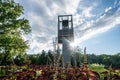 Washington, DC - August 7, 2019: Netherlands Carillon, a 127-foot tall steel tower in Arlington Ridge Park, with gardens and a