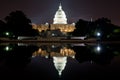 Washington DC Capitol Building at Night, with Reflection Pool