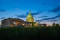 Washington DC. Capitol building. USA Congress, Washington D.C. Grass, park, night shoot. Royalty Free Stock Photo