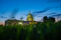 Washington DC. Capitol building. USA Congress, Washington D.C. Grass, park, night shoot. Royalty Free Stock Photo