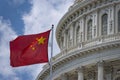 China flag waving on Washington DC Capitol dome detail Royalty Free Stock Photo