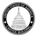 Washington DC Capitol, USA. Landmark stamp label