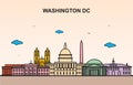 Washington DC City Tour Cityscape Skyline Colorful Illustration