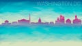 Washington DC City USA Silhouette Skyline. Broken Glass Abstract Geometric Dynamic Textured. Banner Background. Colorful Shape Com