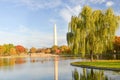 Washington DC, Constitution Gardens With Washington Monument In Autumn