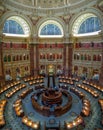 Washington DC, District of Columbia [Library of congress, main reading room and Great Hall interior Royalty Free Stock Photo