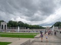 Washington DC, District of Columbia [United States US, World War II Memorial, park with Reflecting Pool, falling dusk Royalty Free Stock Photo