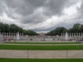 Washington DC, District of Columbia [United States US, World War II Memorial, park with Reflecting Pool, falling dusk Royalty Free Stock Photo