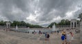 Washington DC, District of Columbia [United States US, World War II Memorial, park with Reflecting Pool, falling dusk Royalty Free Stock Photo