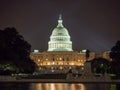 Washington DC, District of Columbia [United States US Capitol Building, night view with lights over reflecting pond, Royalty Free Stock Photo